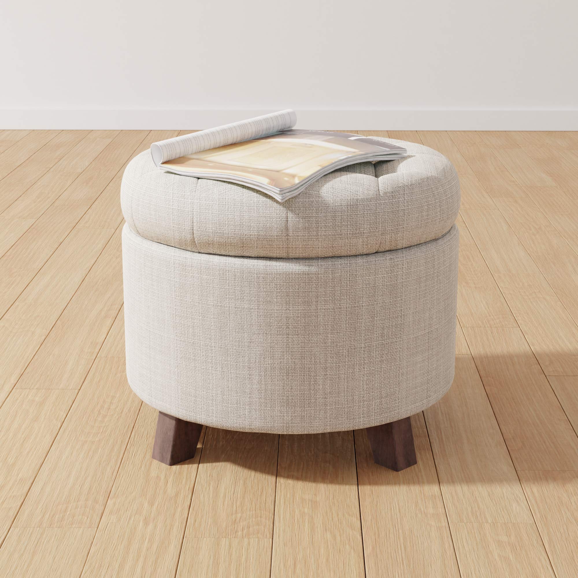 Round Tufted Storage Ottoman