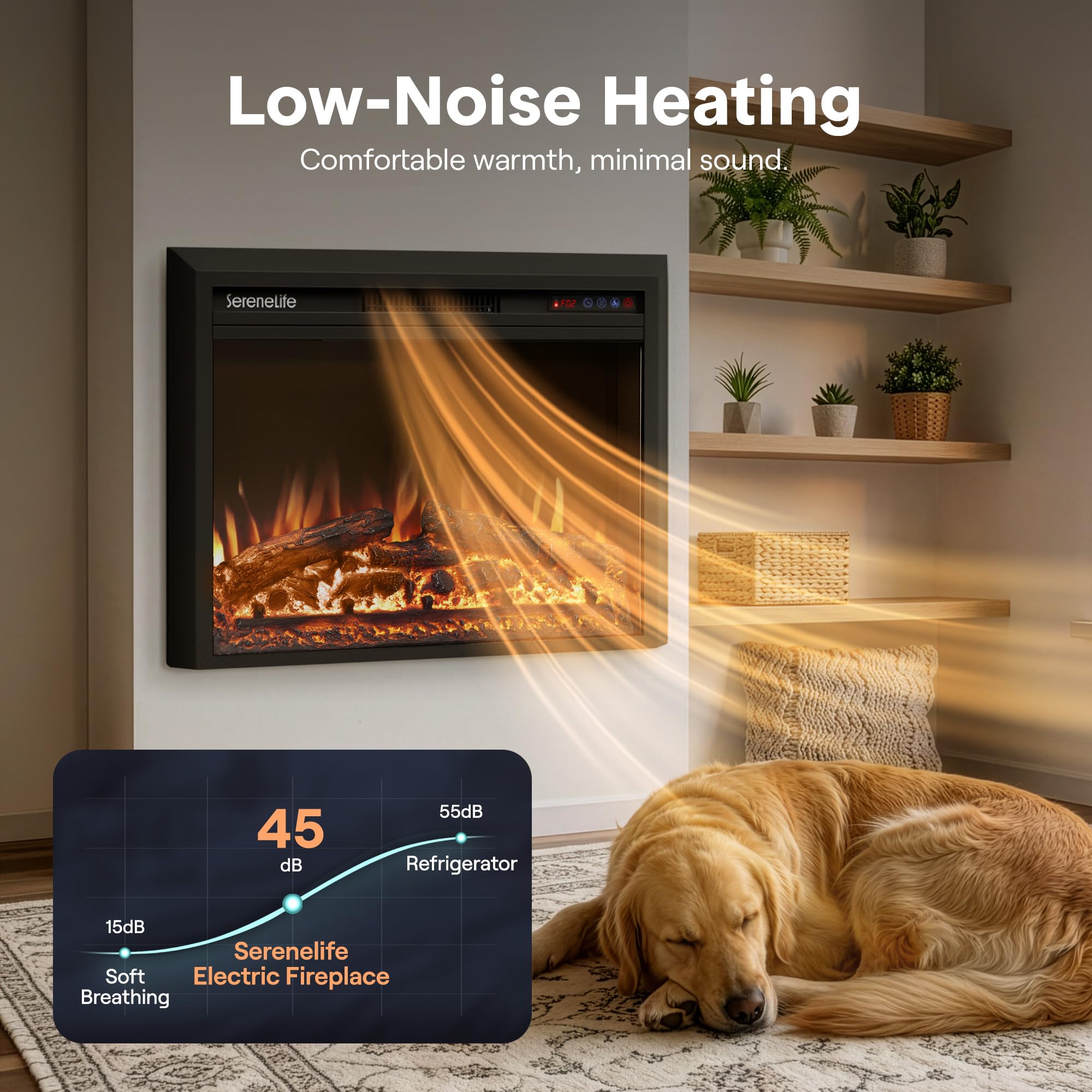 Wall-Mounted Electric Fireplace Insert with Heater