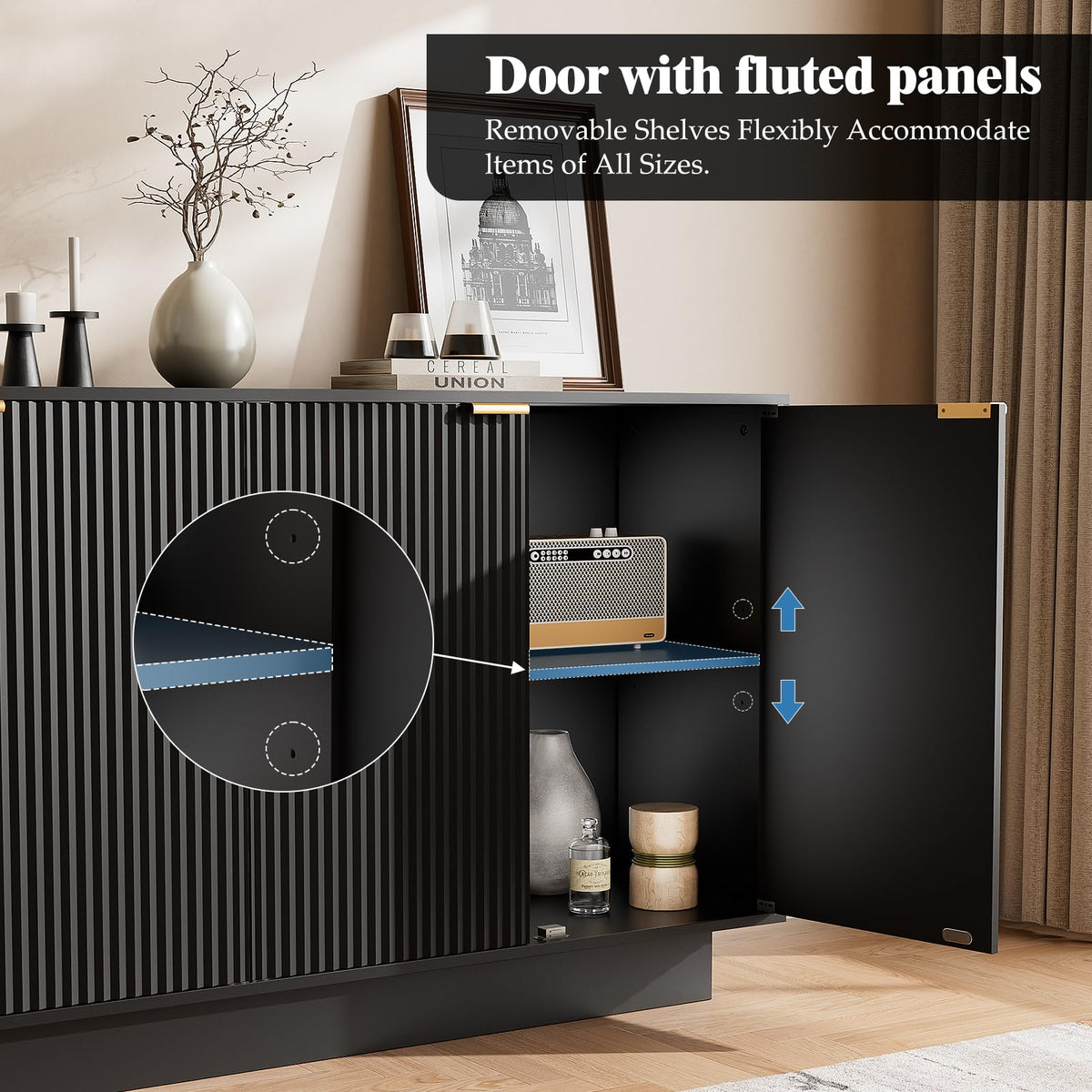 Black Fluted Sideboard