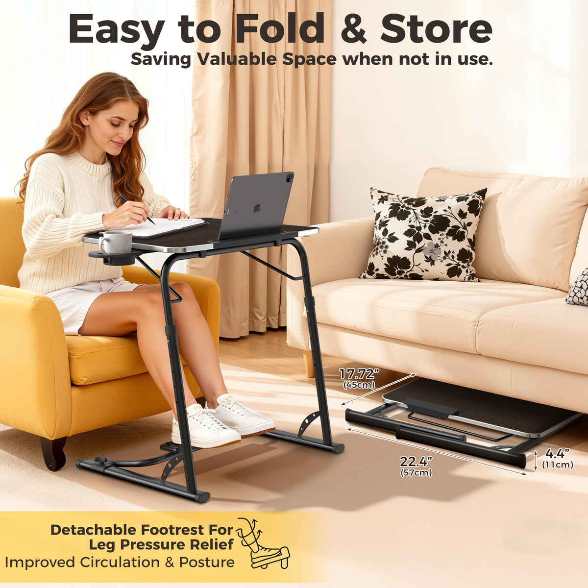 Adjustable Folding TV Tray Table