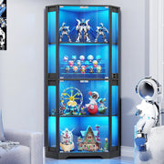 4-Tier Corner Glass Display Cabinet with LED Lights