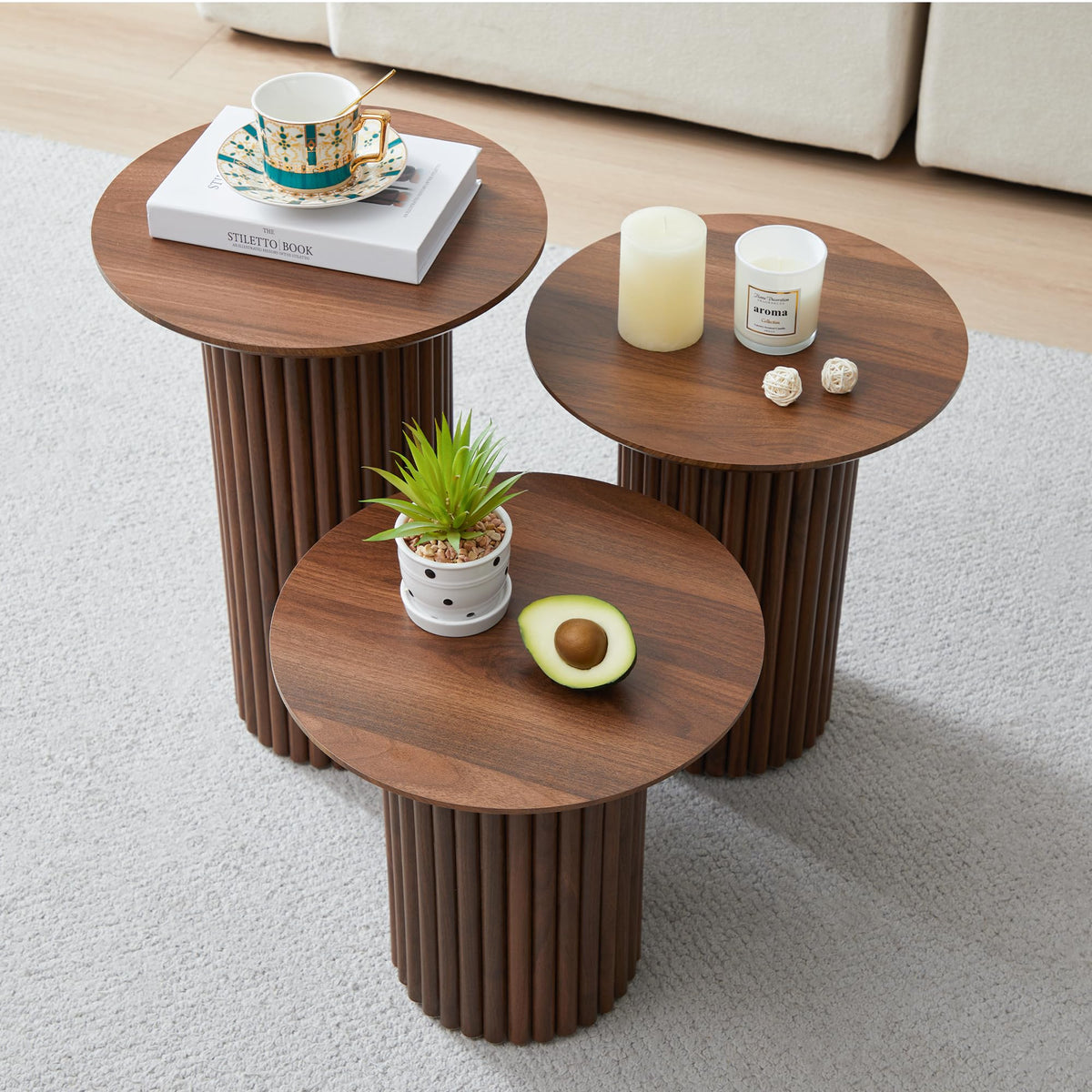Round Nesting Tables, Set of 3