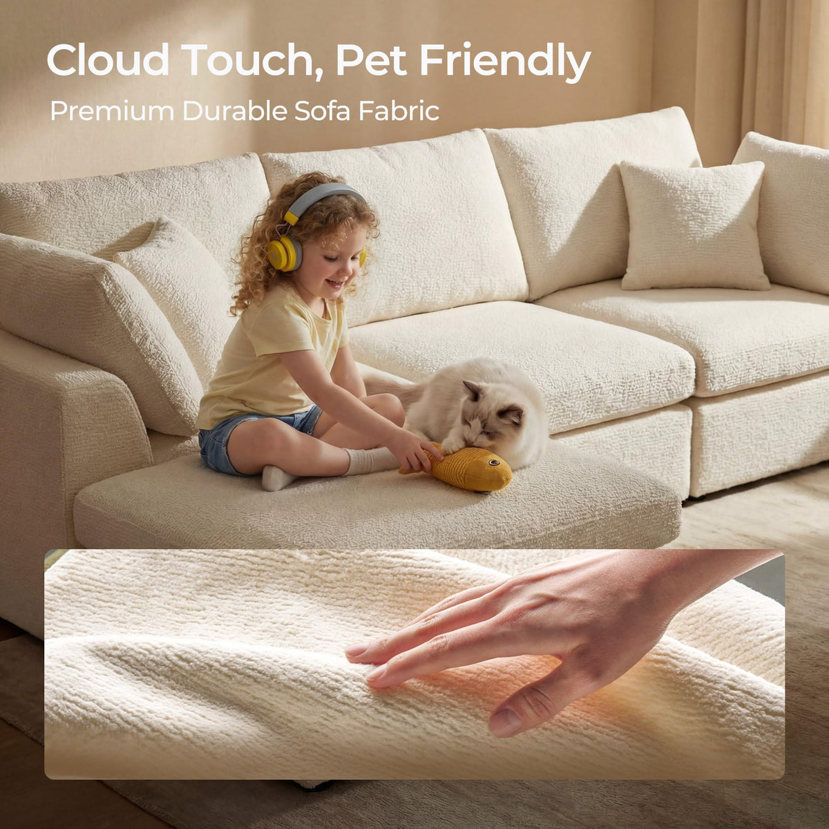 L-Shaped Sectional Sofa with Washable Covers