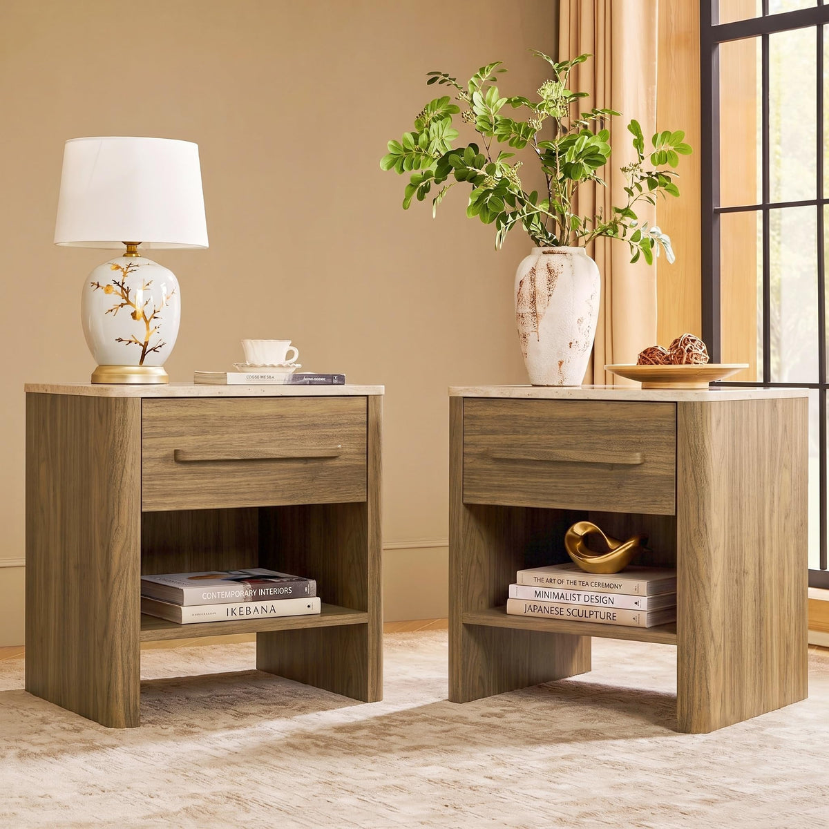 Walnut Nightstand with Drawer