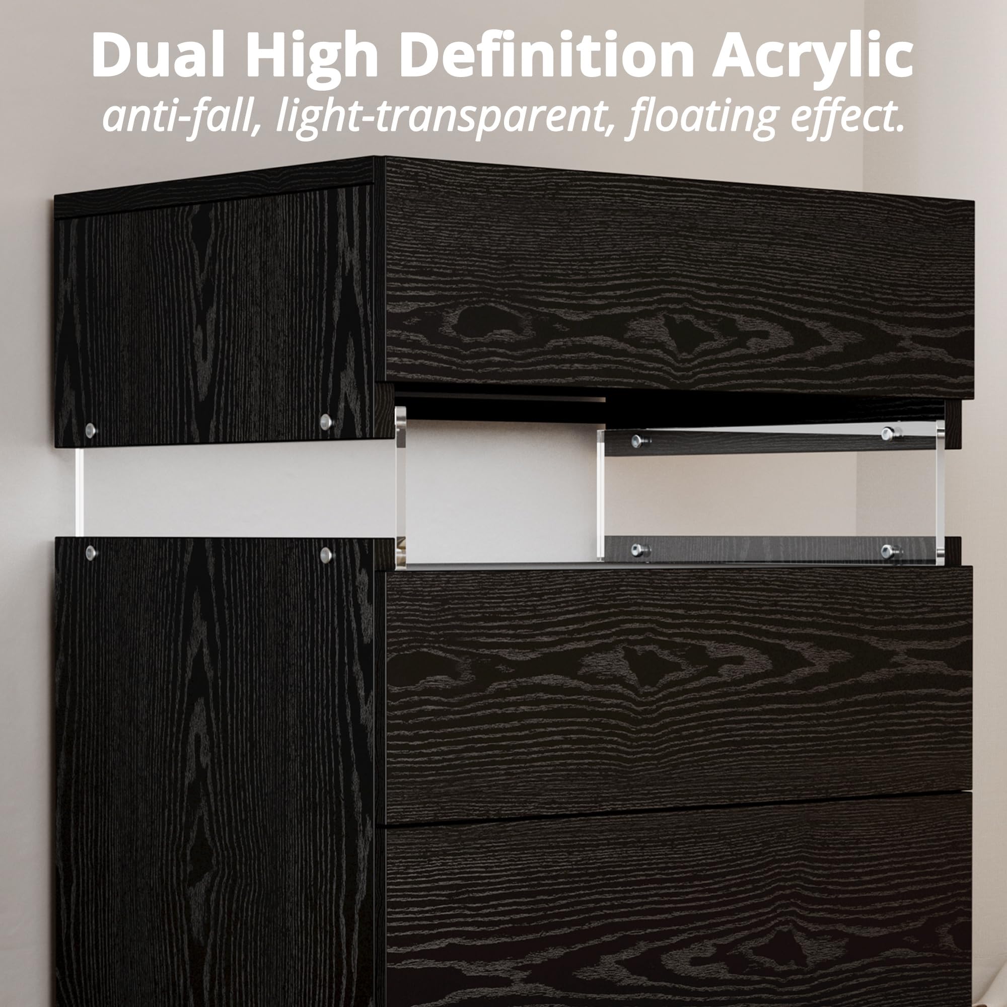 Nightstand with 3 Drawers & RGB LED Light