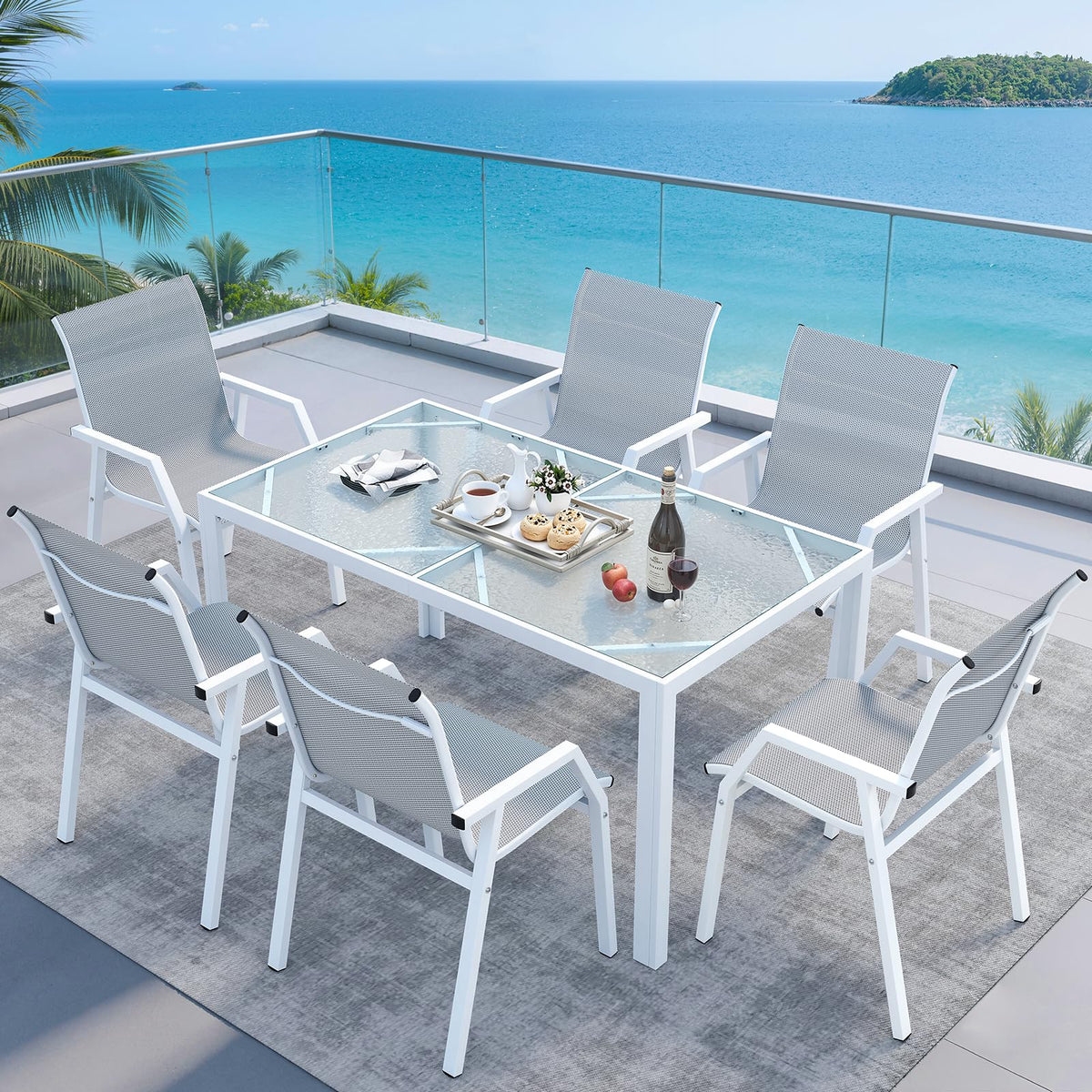 Jocoevol 7 Piece Patio Dining Sets for 6 Outdoor Table and Chairs Set
