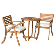 Outdoor Acacia Wood Bistro Set, 3-Piece, Teak Finish