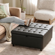 Large Square Lift-Top Storage Ottoman with Faux Leather