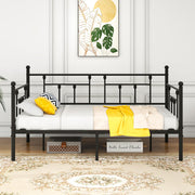 HAHRIR Metal Daybed Frame with Steel Slats Platform Furniture, Twin Size with Multifunctional Mattress Foundation, Black