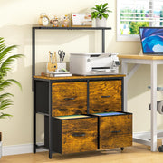 4-Drawer File Cabinet with Printer Stand