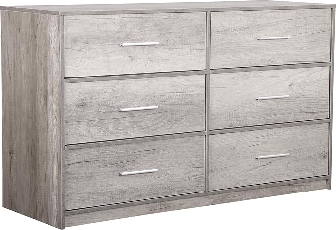 6-Drawer Fabric Dresser with Wood Frame