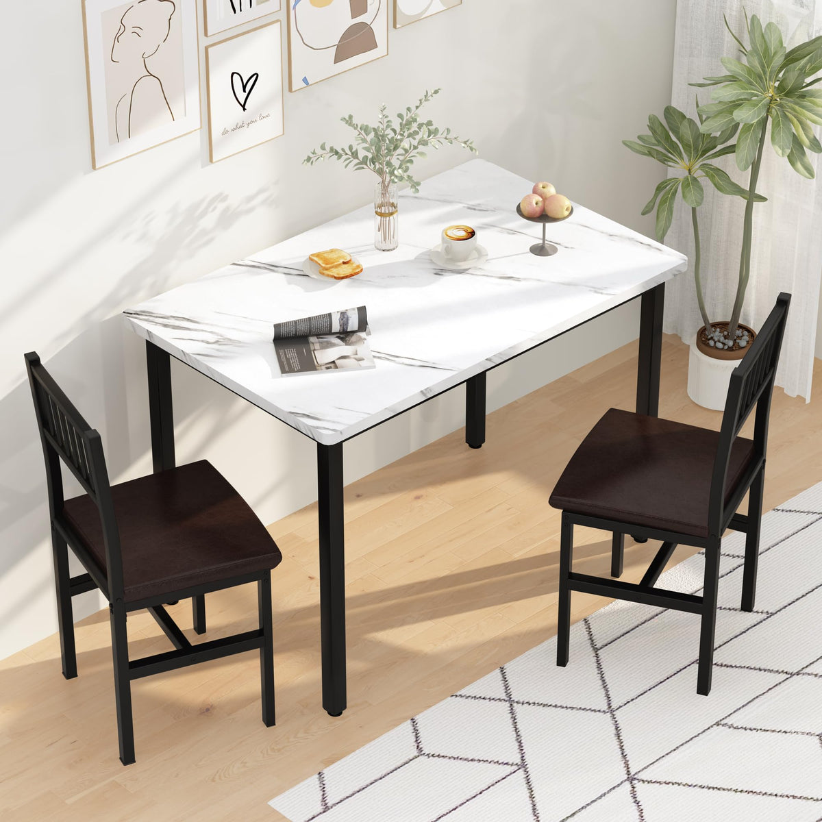 White 3-Piece Dining Table Set