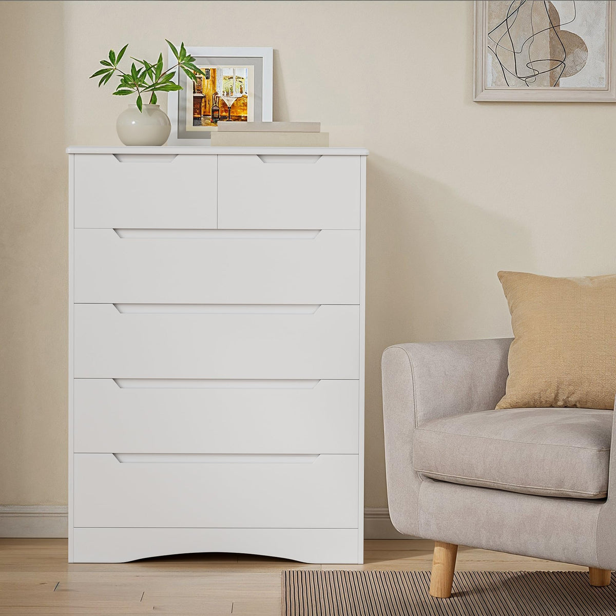 White 6-Drawer Dresser