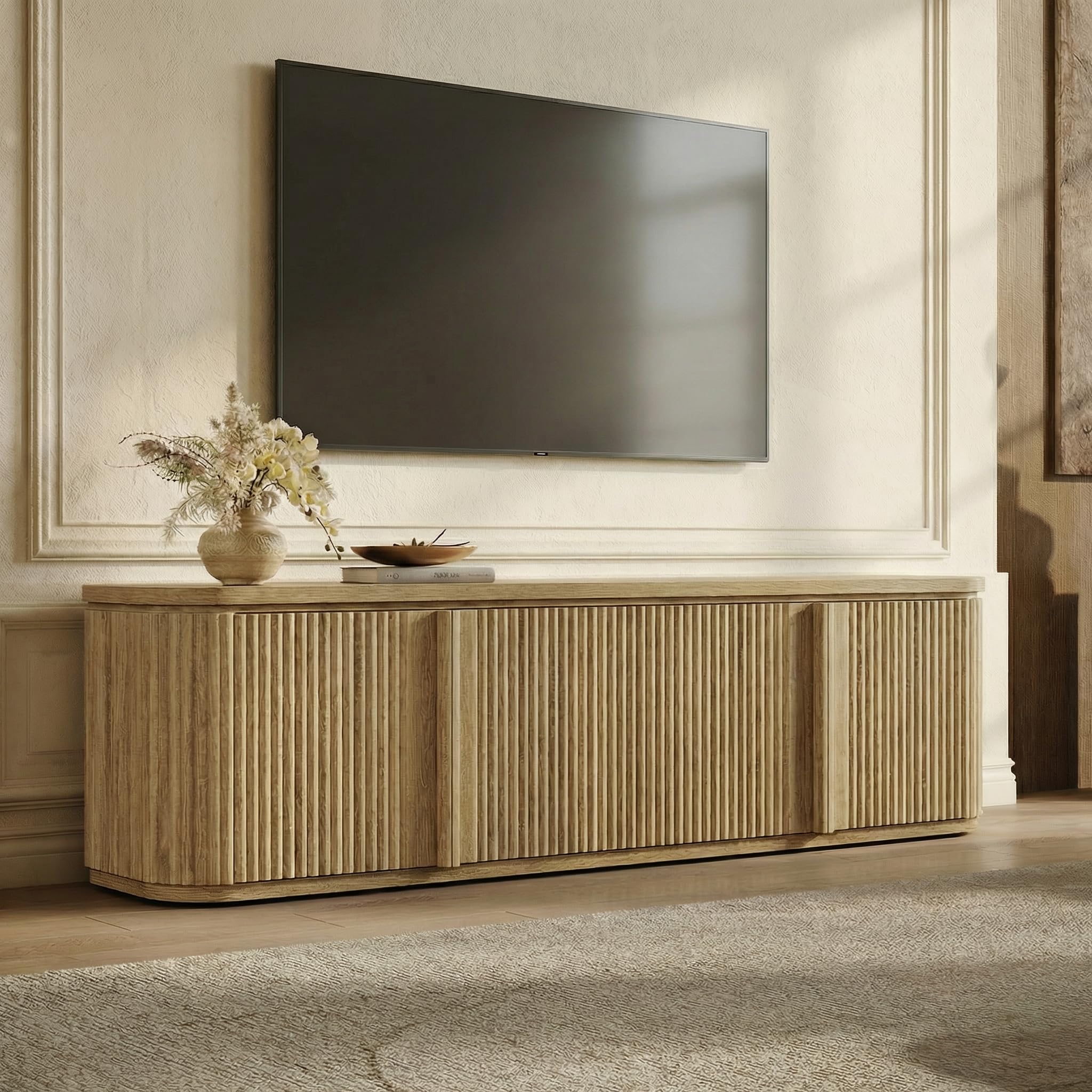Fluted TV Stand with Storage, Fits TVs up to 70"