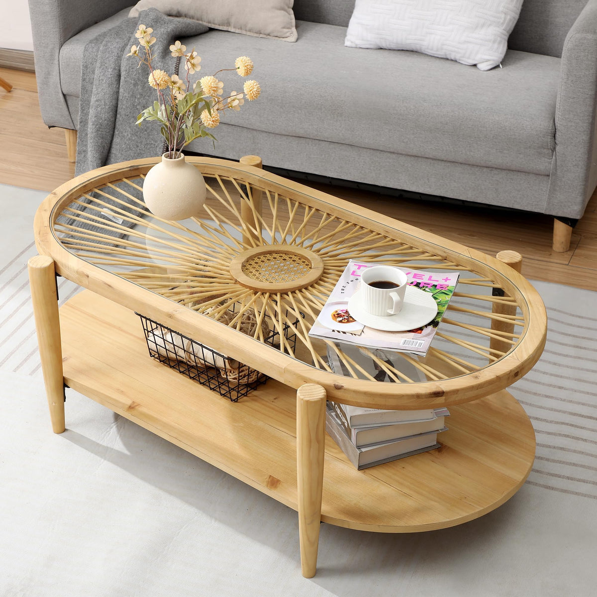 Oval Rattan Coffee Table