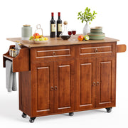 Kitchen Island with Drop Leaf & Storage on Wheels