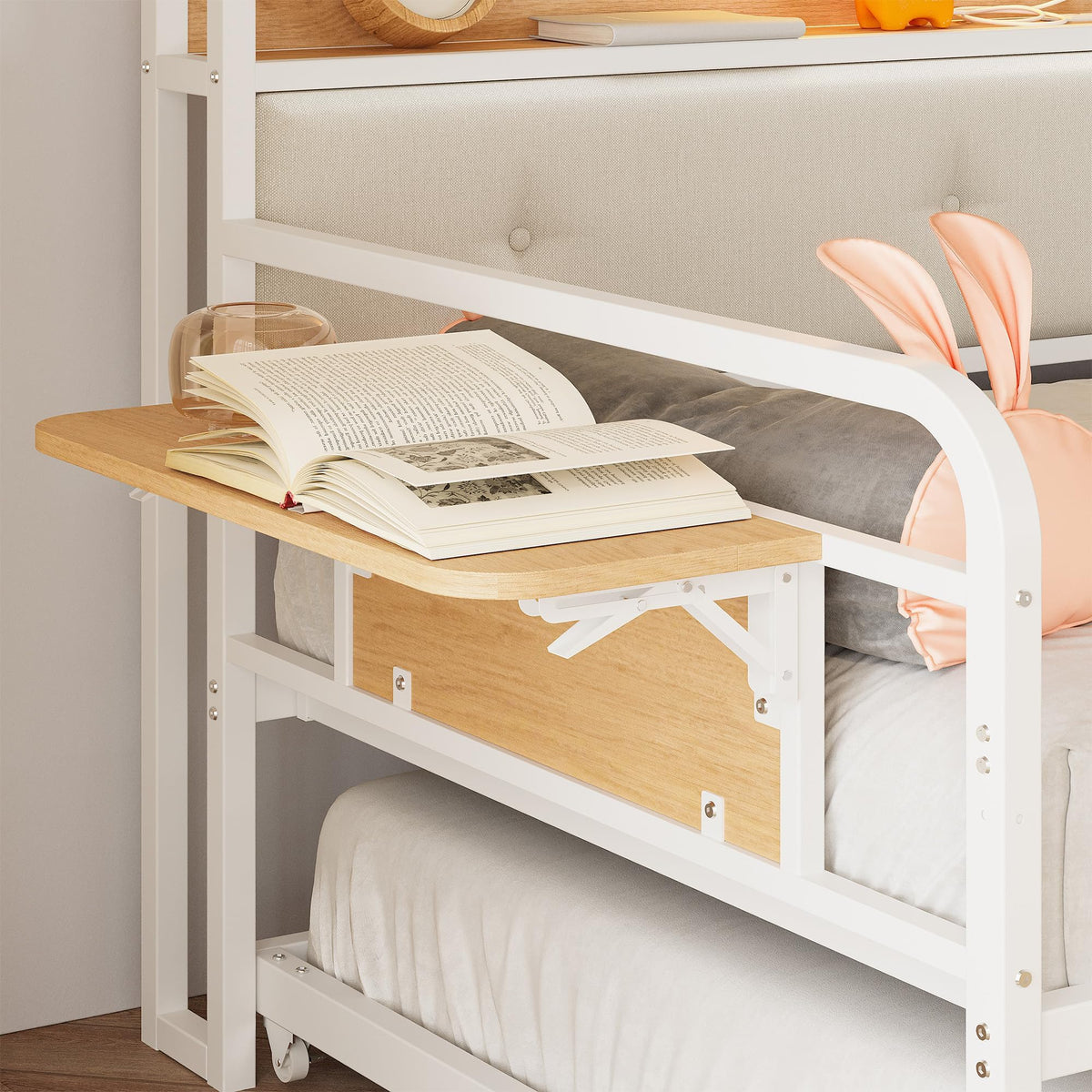LIKIMIO Twin Daybed with Trundle, Twin Bed with Charging Station, White
