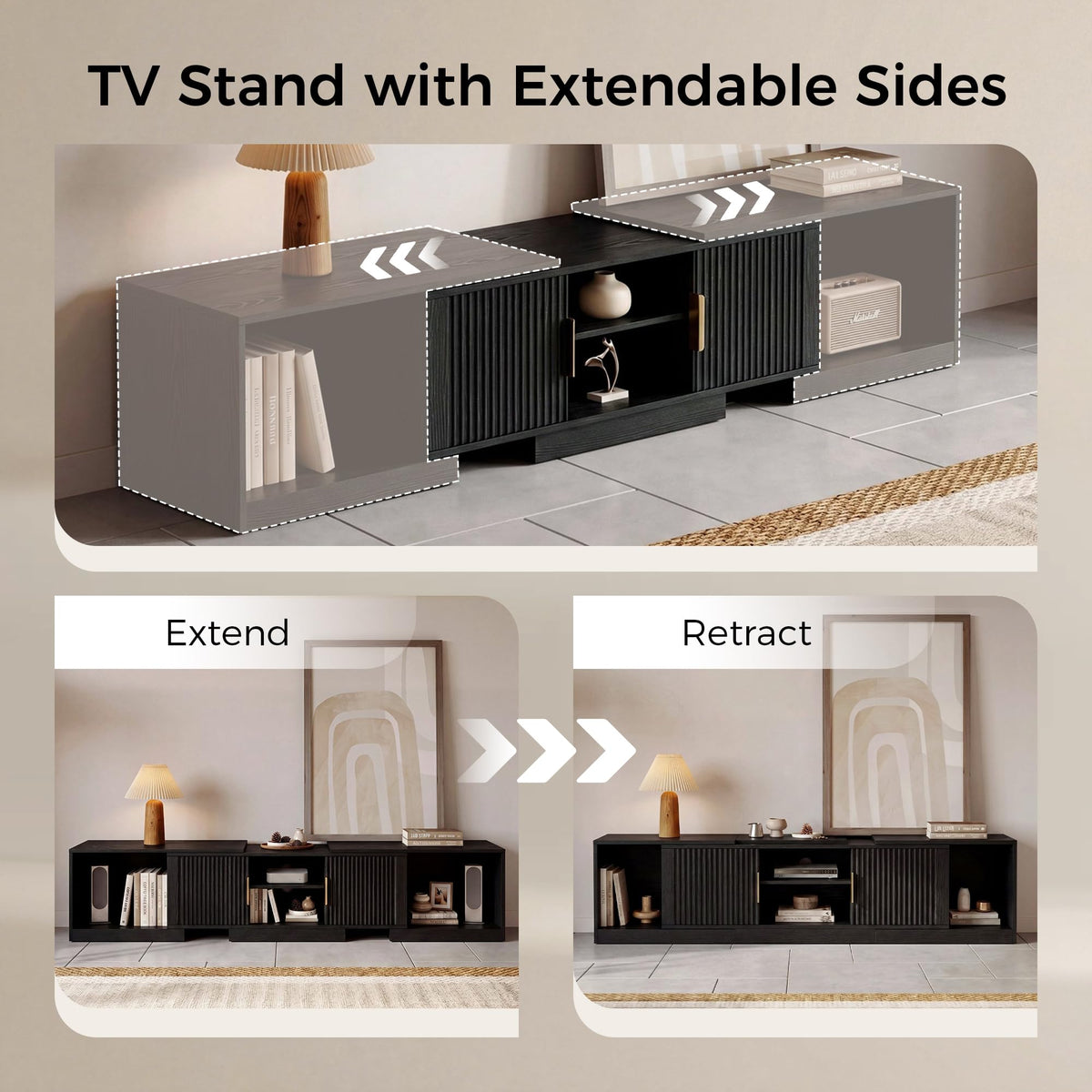 Extendable Fluted TV Stand
