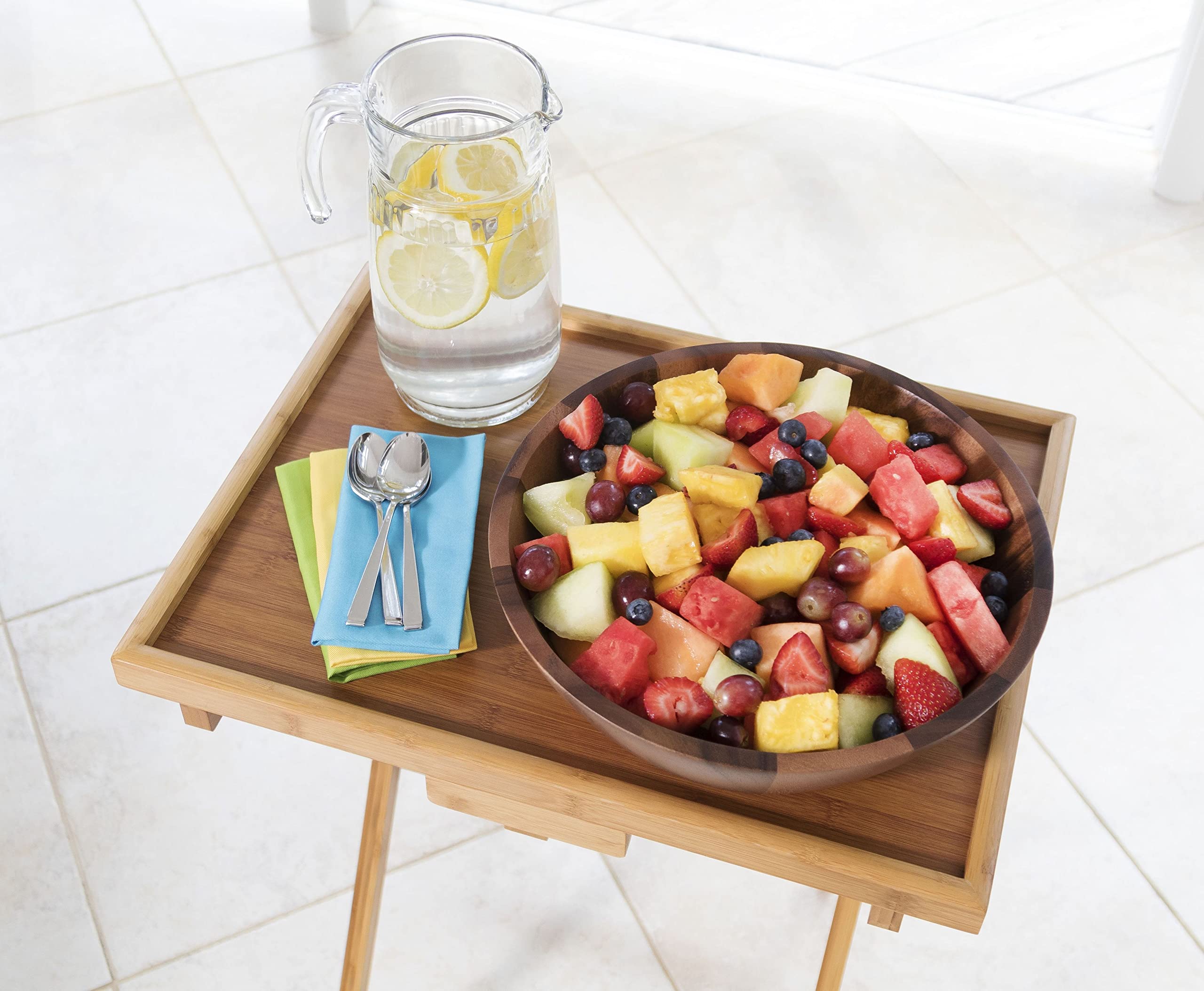 Bamboo Lipped Folding Snack Table