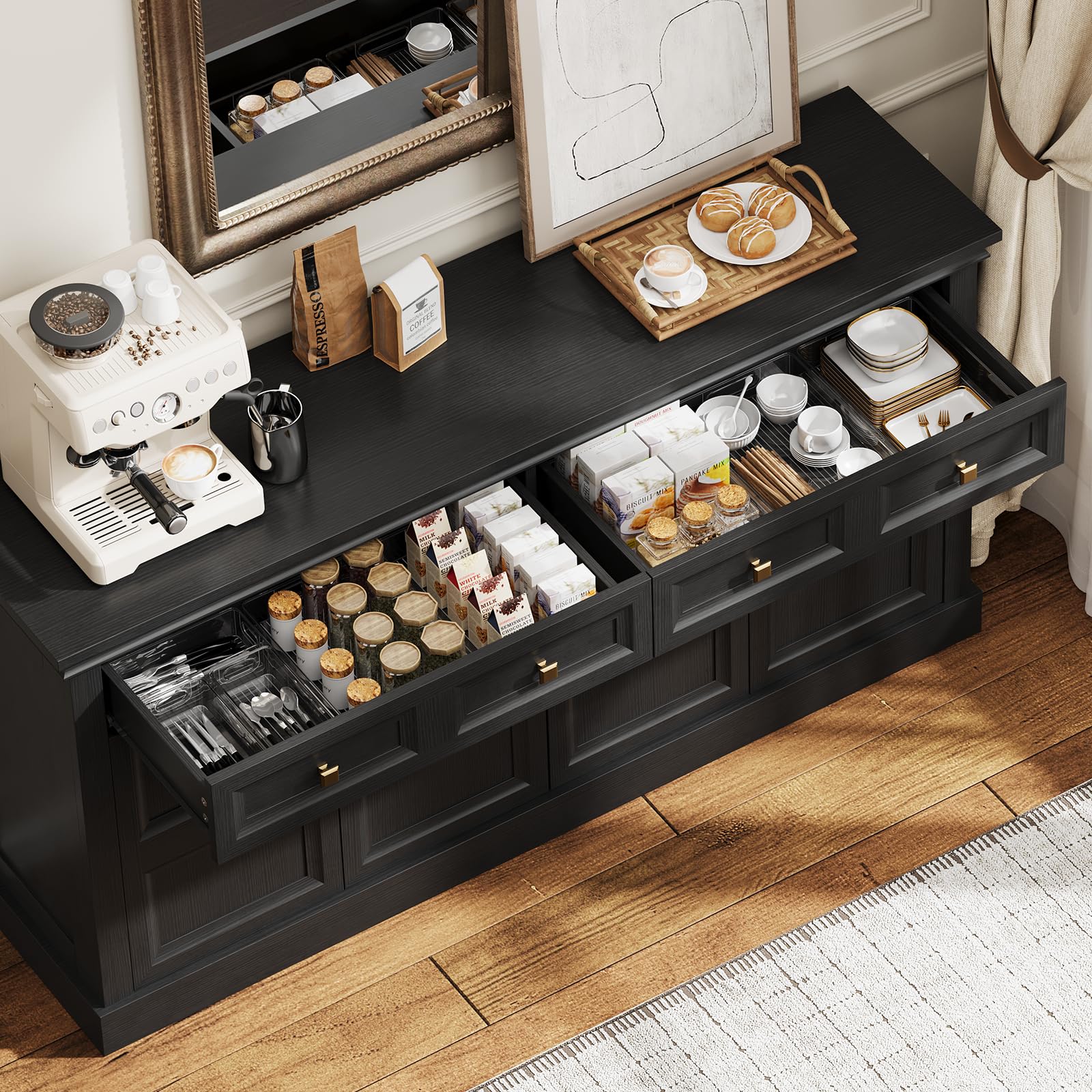 63" Buffet Cabinet with Storage & Drawers
