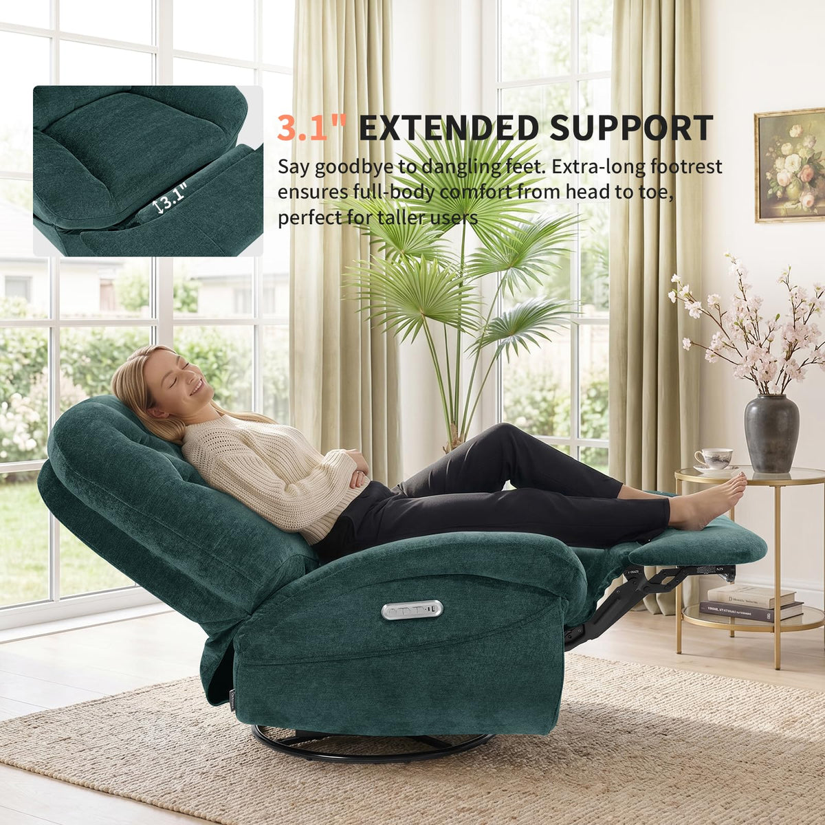 Green Power Swivel Rocker Recliner