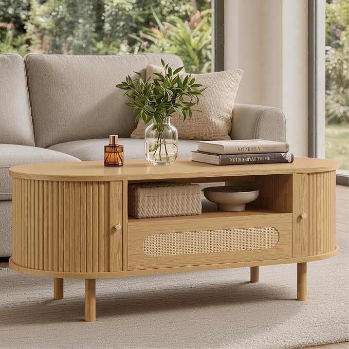 Round Fluted Storage Coffee Table