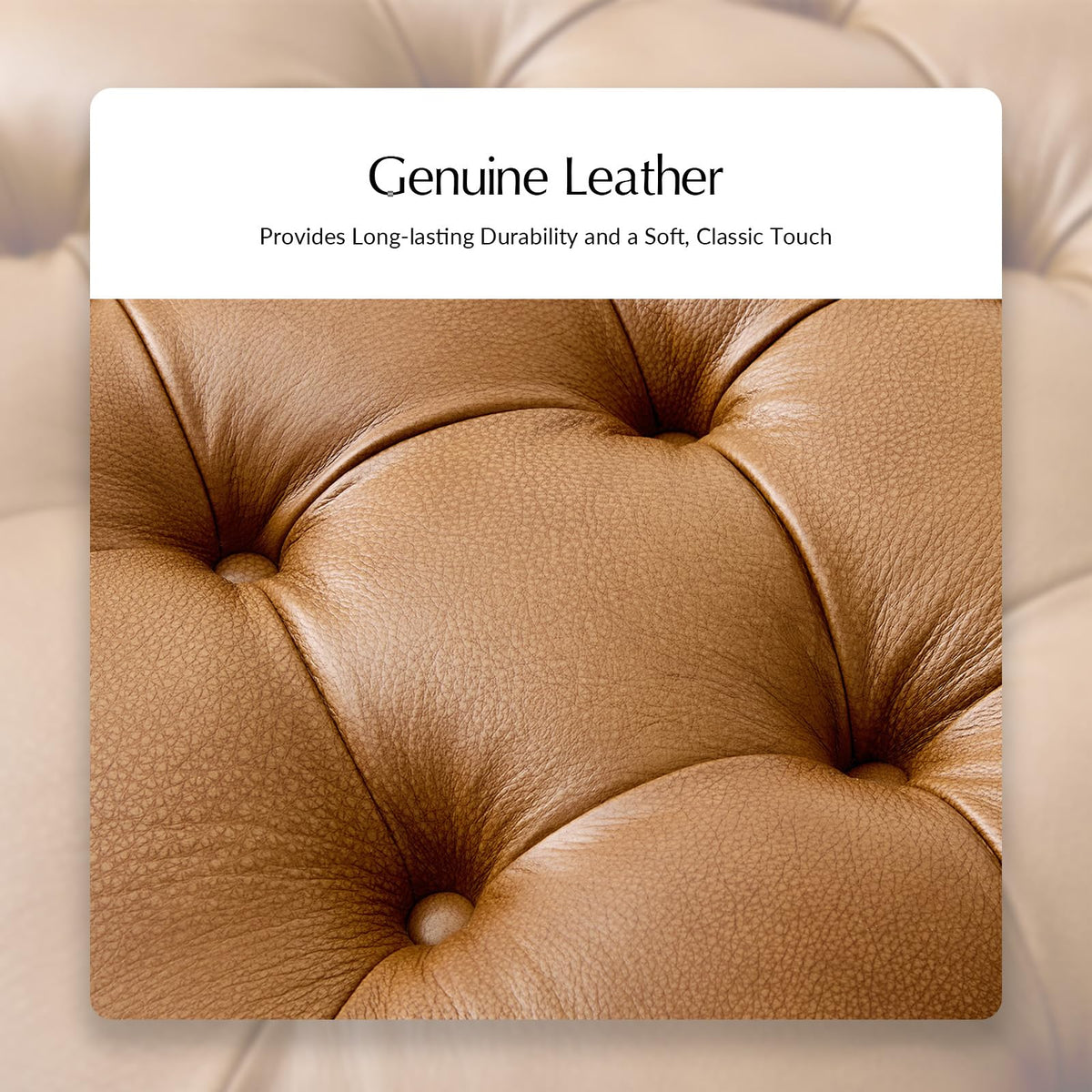 Camel Round Leather Ottoman