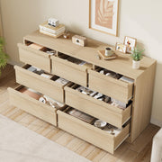 GarveeHome 7 Drawer Dresser for Bedroom, 54in Wide Natural Oak 7 Chest of Drawers with Large Storage, Wooden Dresser Organizer Closet for Living Room, Entryway, Nursery