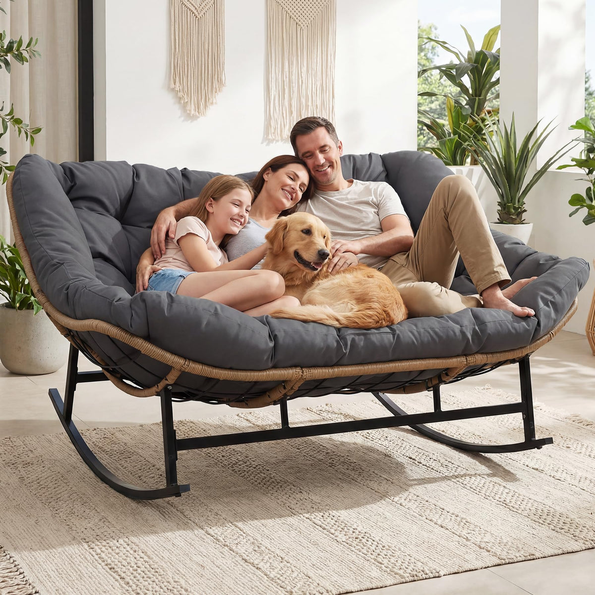 RADIATA Double Rocking Chair Outdoor, Oversized 2 Person Lounge Chair