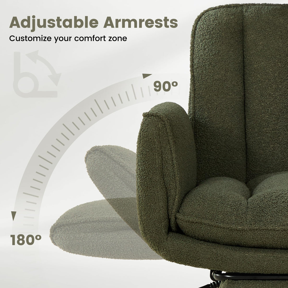 YUUIJOAA Big and Tall Office Chair with Flip Armrests, Teddy Criss Cross Legged Ergonomic Computer Gaming Chair with Foot Rest, Extra Wide Seat Office Desk Reclining Chair with Pet Seat, Green