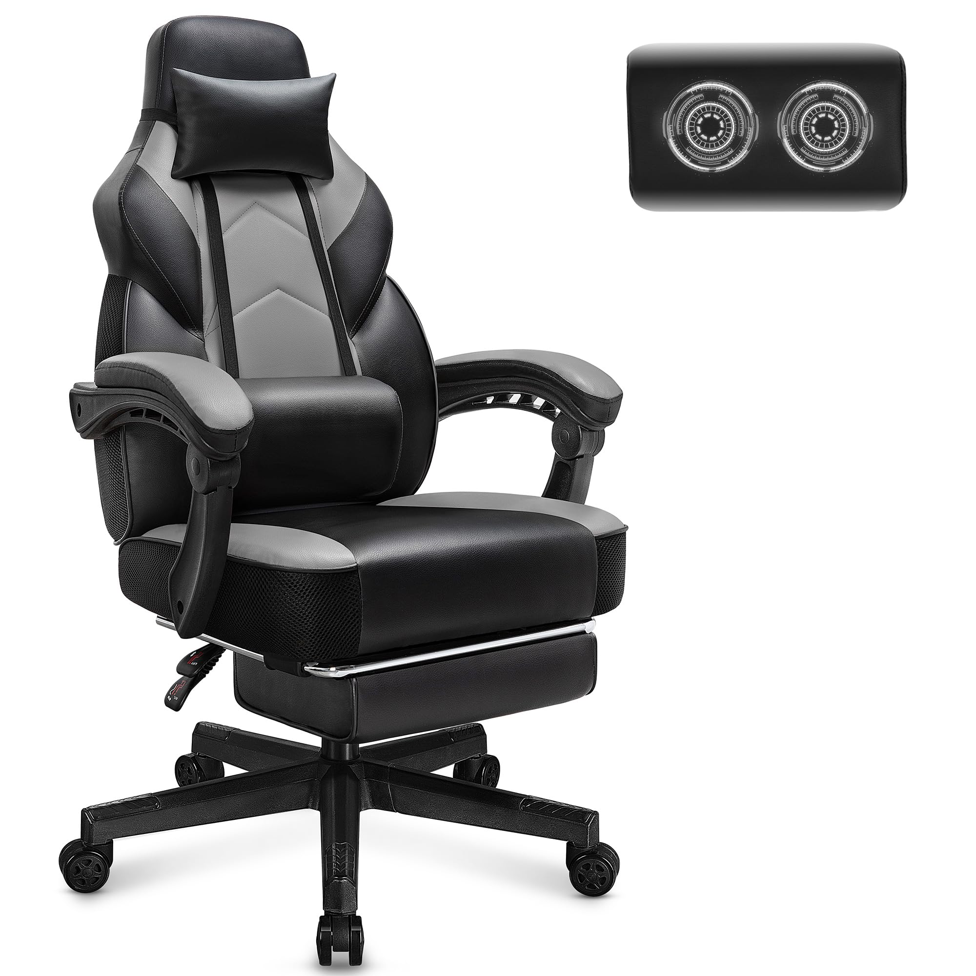 Big & Tall Gaming Chair with Footrest & Massage Lumbar