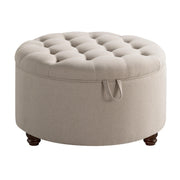 Round Chenille Storage Ottoman