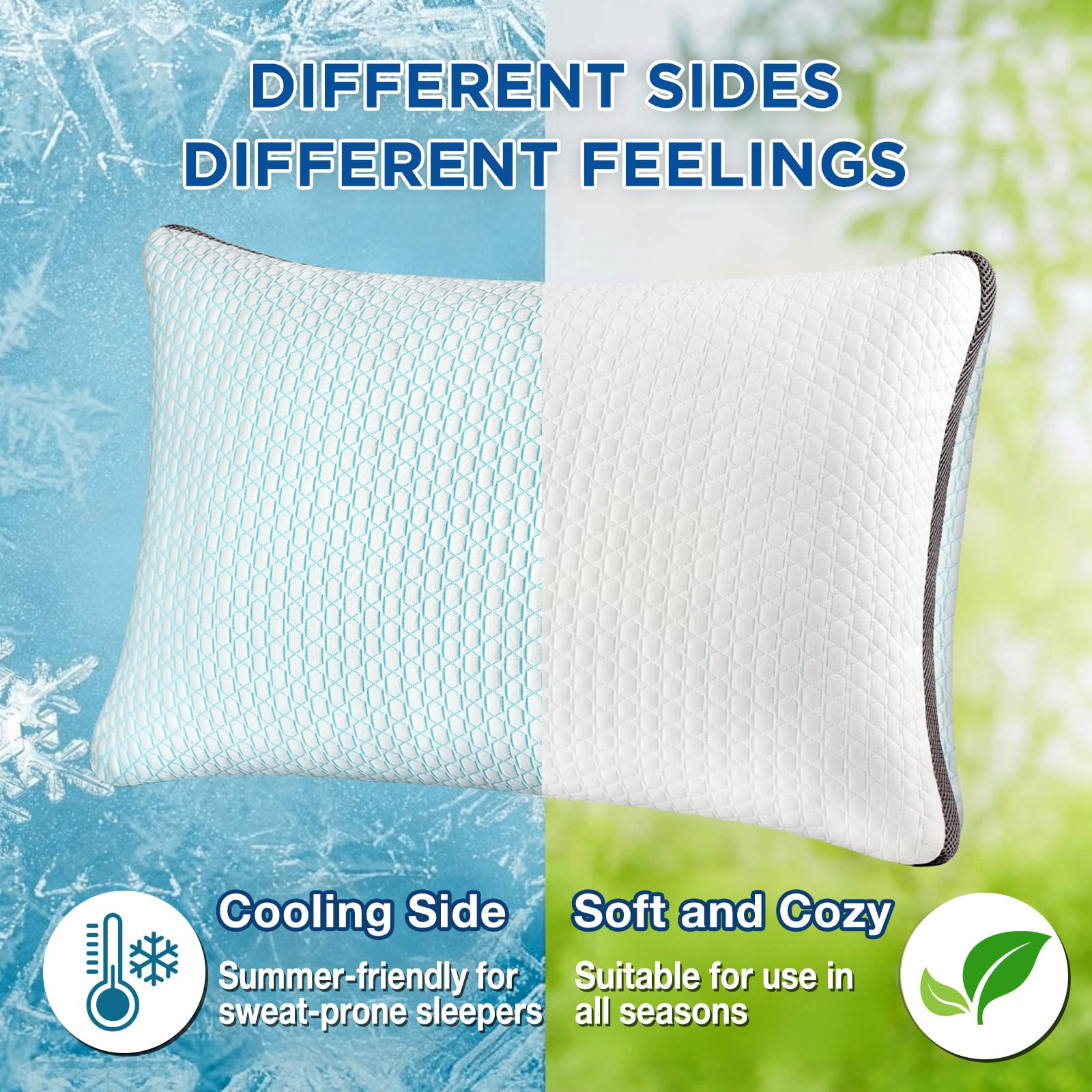 Cooling Bed Pillows with Adjustable Memory Foam Fill