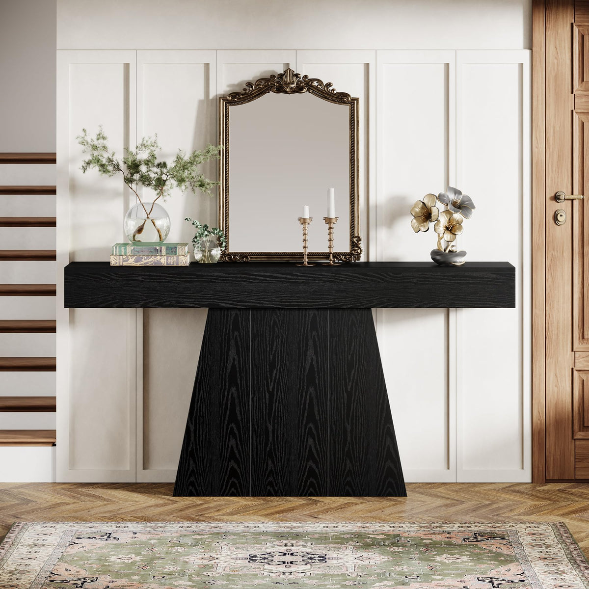 Black Trapezoidal Console Table