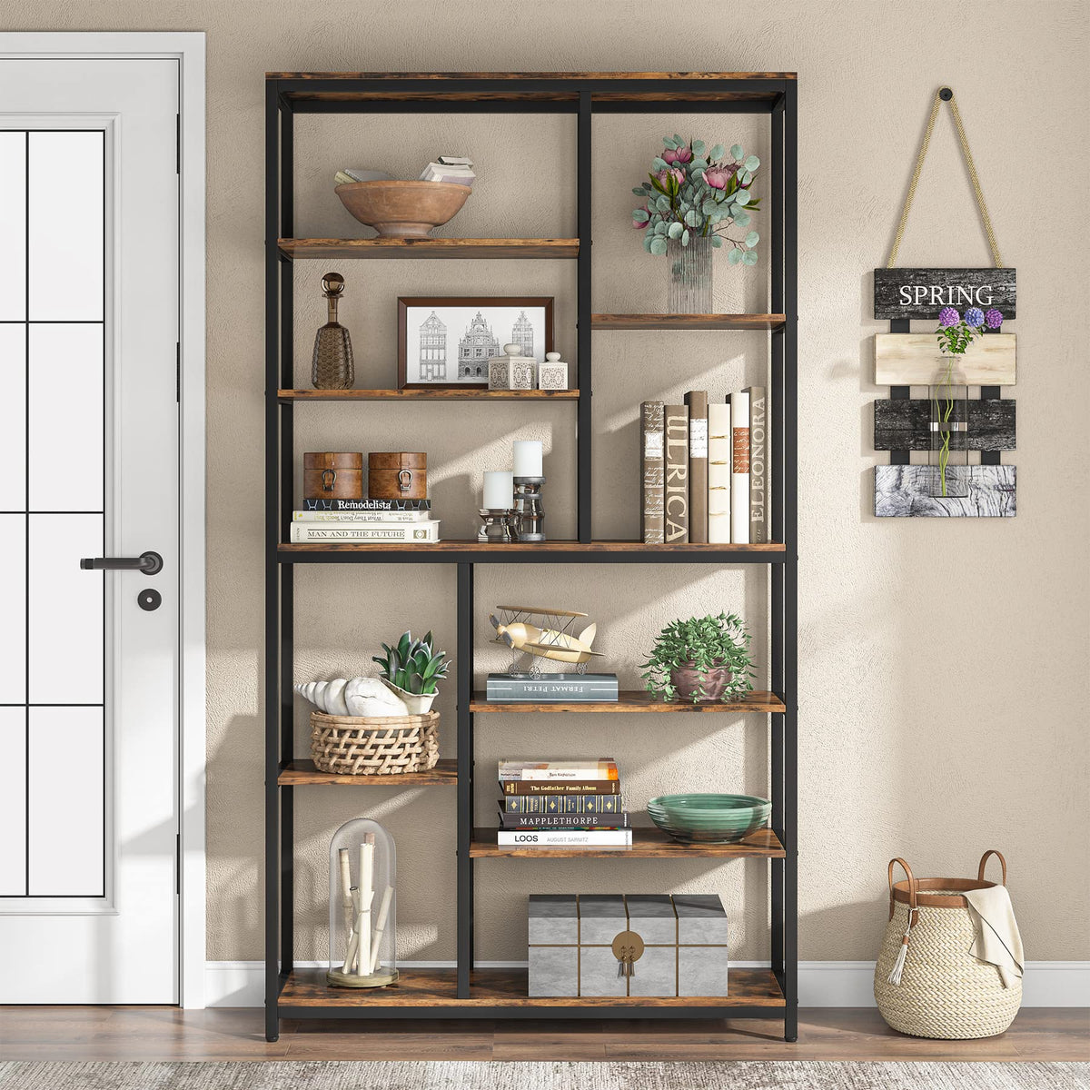 8-Tier Staggered Bookshelf