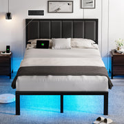 Full LED Bed Frame with Charging Ports