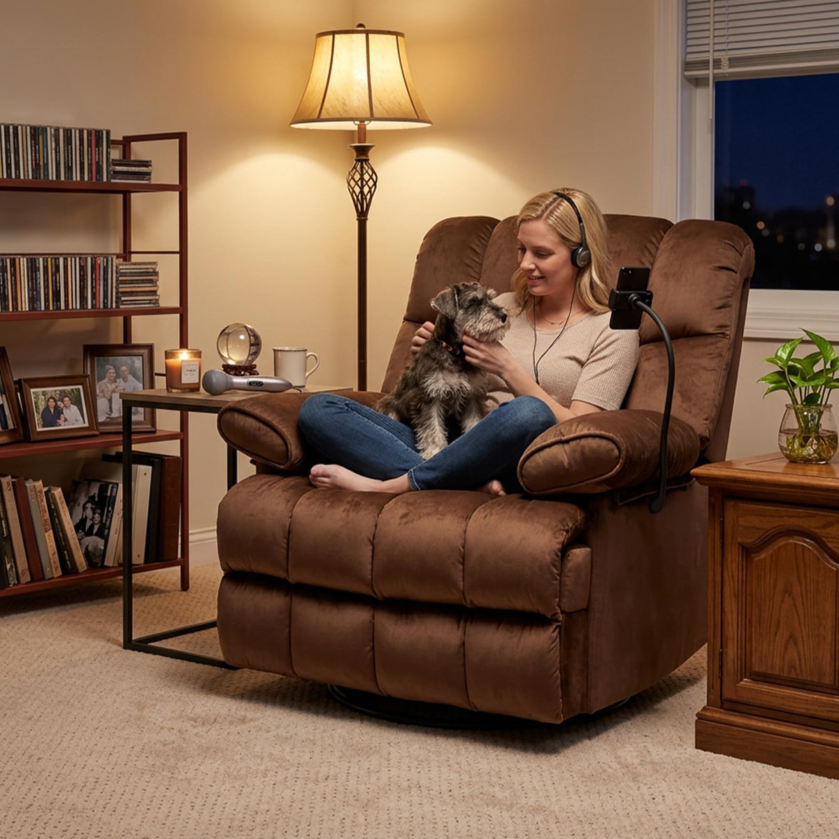Euthymia Oversized Recliner Chairs 360° Swivel Rocking Big Mans Recliners