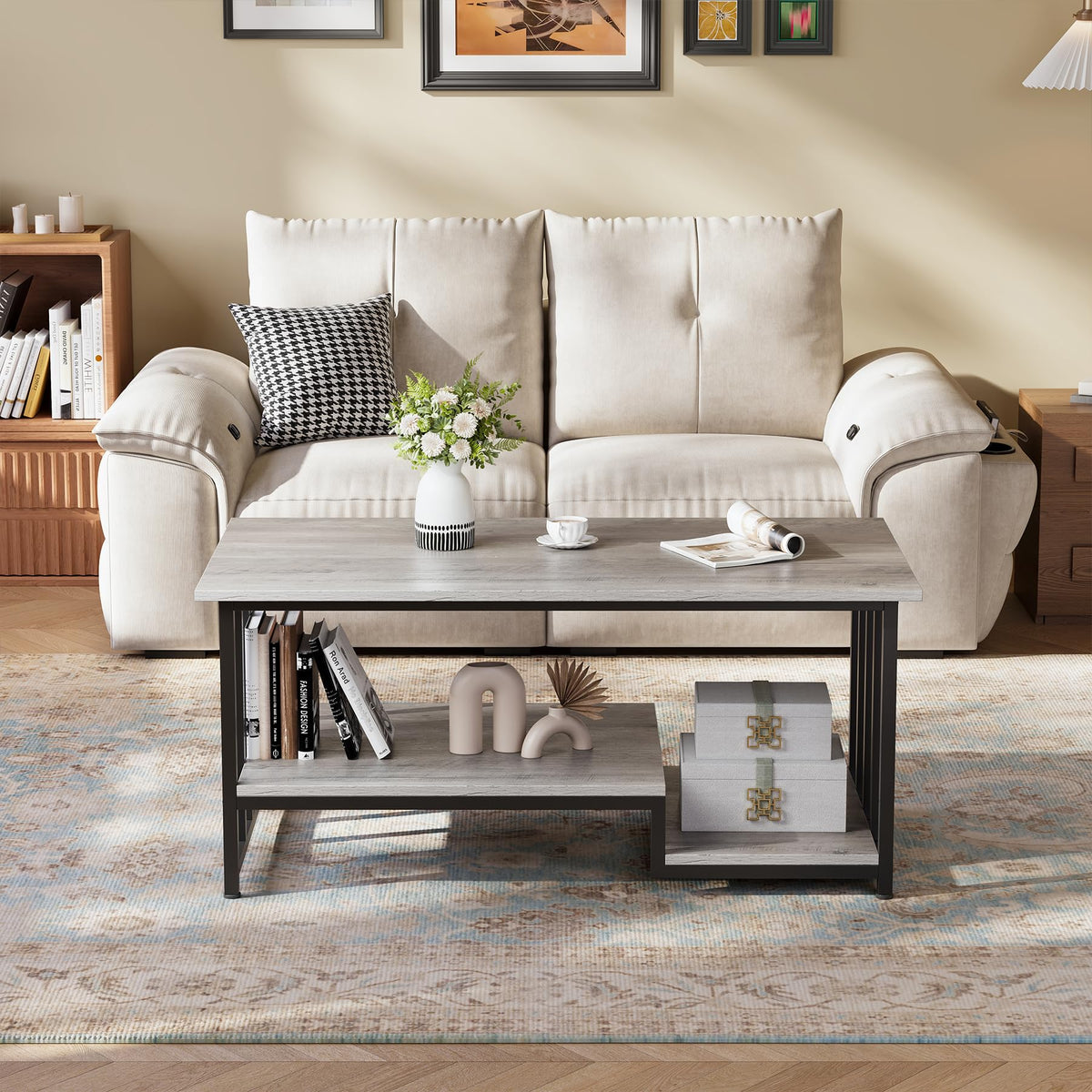 Gray 2-Tier Coffee Table