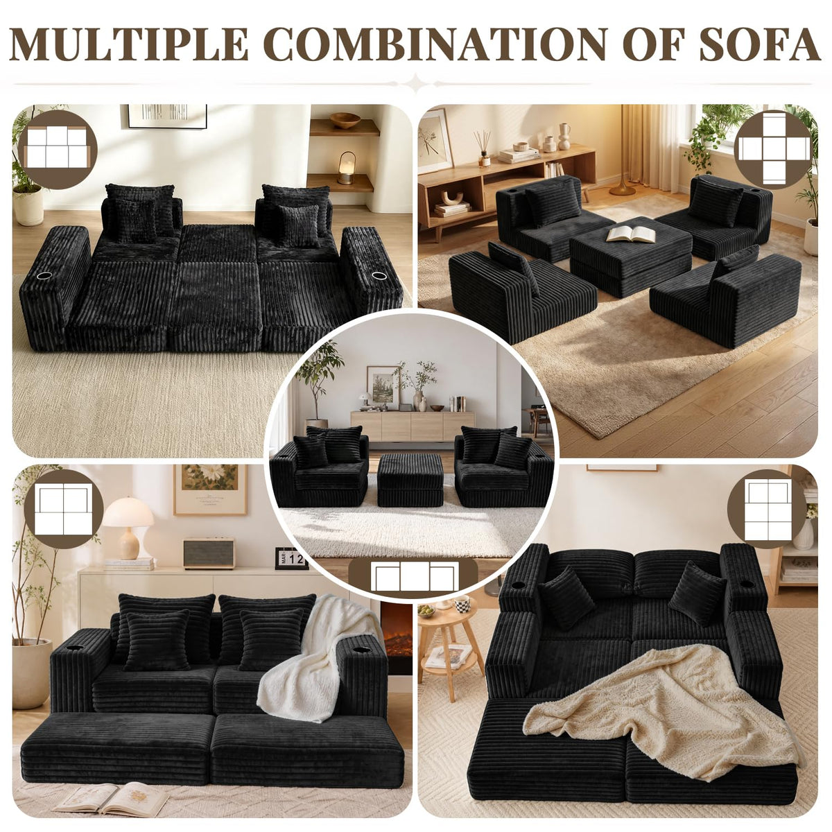 Corduroy Modular Sectional Sofa