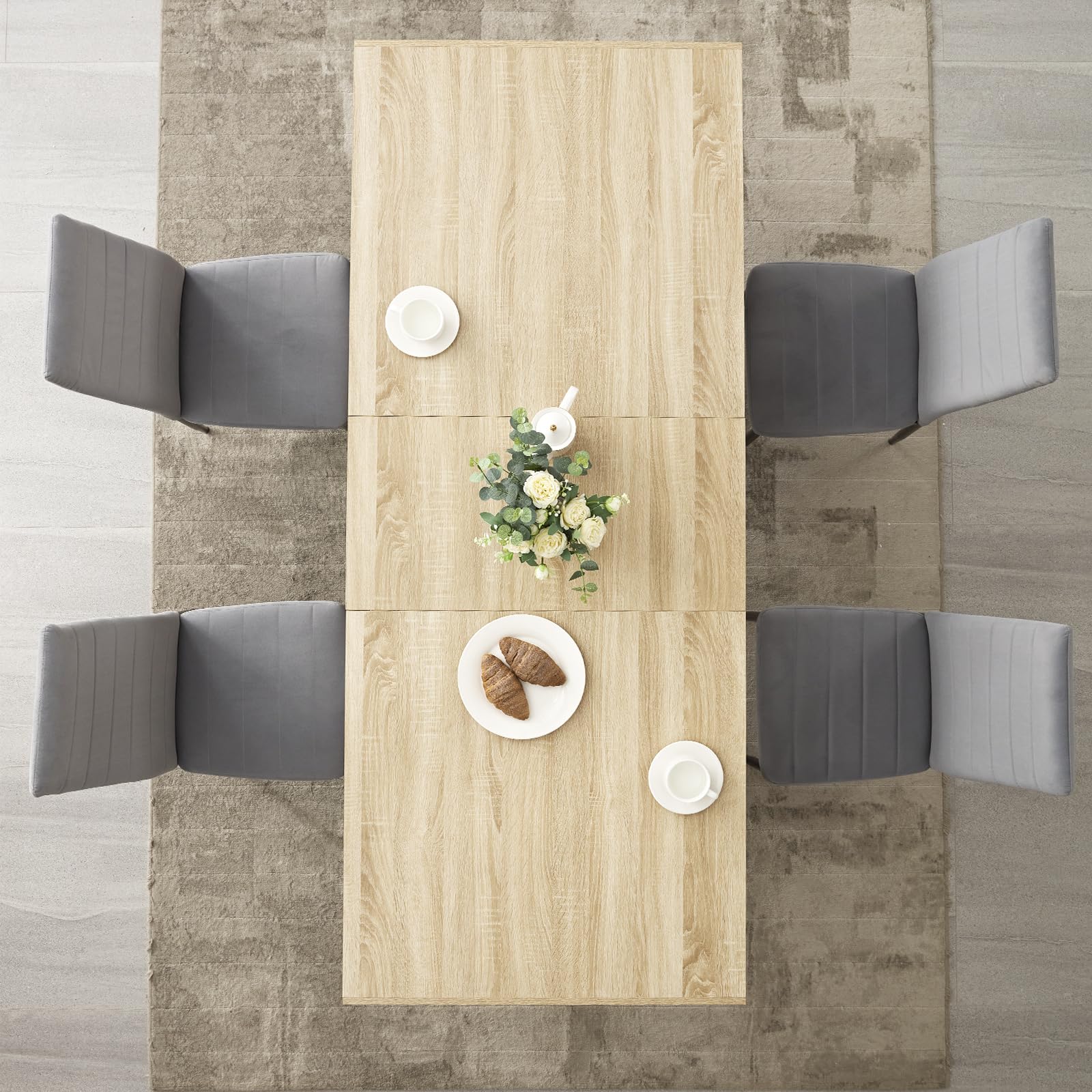 Extendable Dining Table 63"-79", Seats 6-10