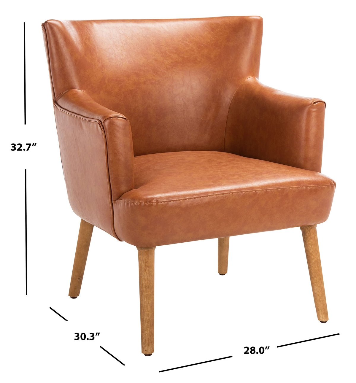 SAFAVIEH Home Collection Delfino Cognac Faux Leather/Natural Accent Chair