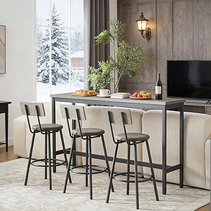 4-Piece Industrial Bar Table and Chairs Set