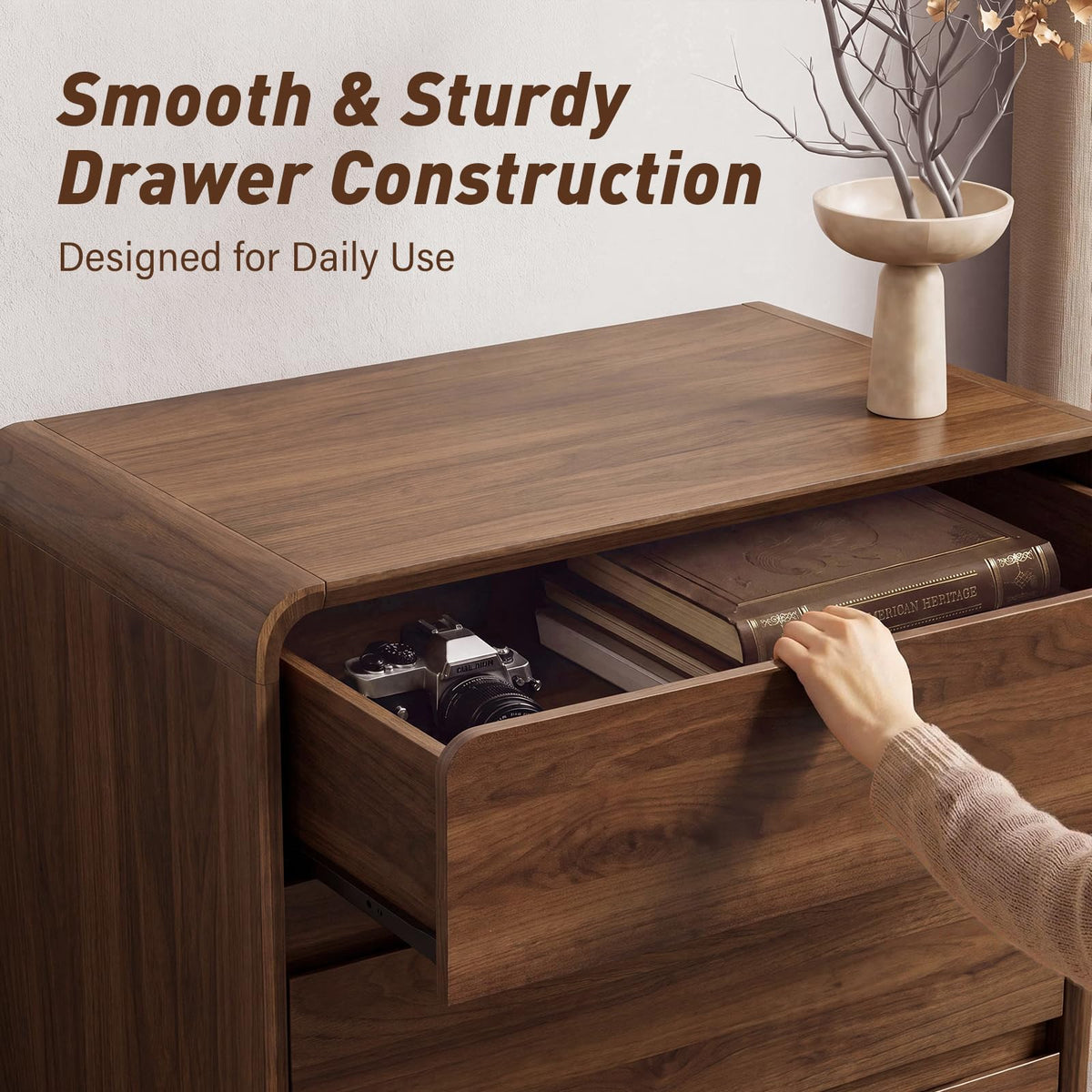 Walnut 5-Drawer Dresser