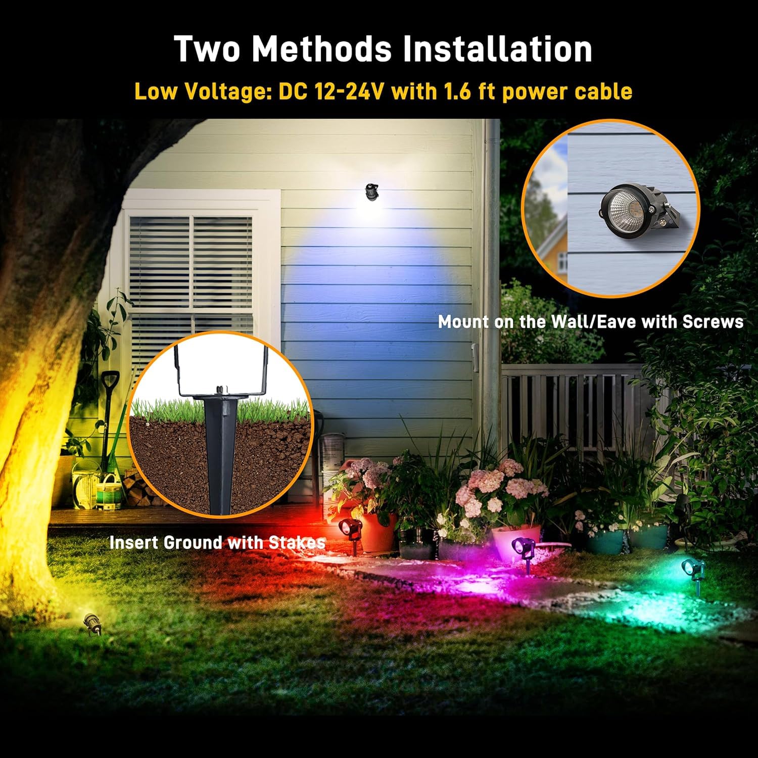 RGBW Outdoor Landscape Spotlights 10-Pack