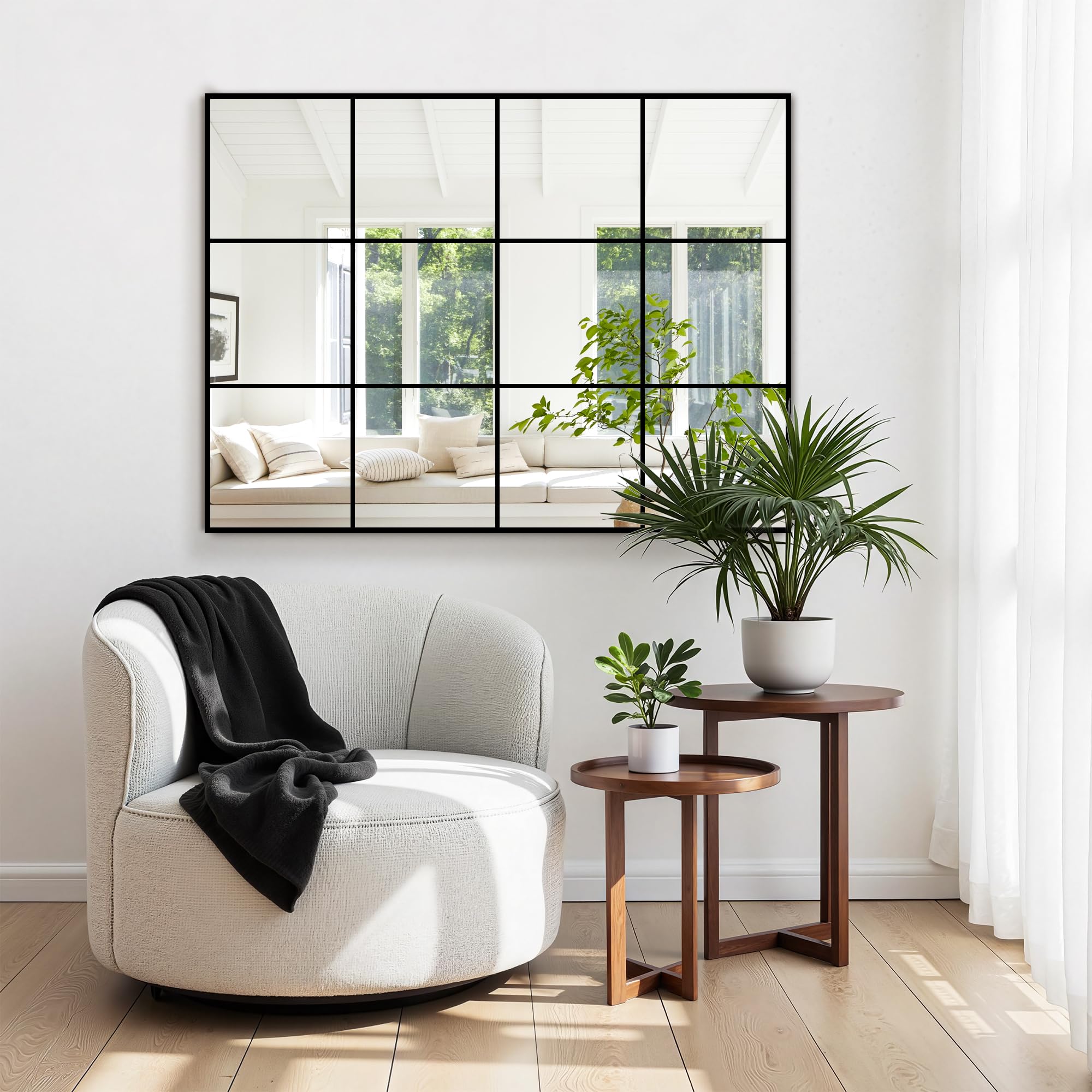 Rectangular Wall Mirror – Window Pane Style