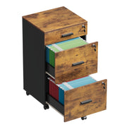 3-Drawer Locking File Cabinet with Wheels