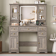 Farmhouse Makeup Vanity with Lighted Mirror