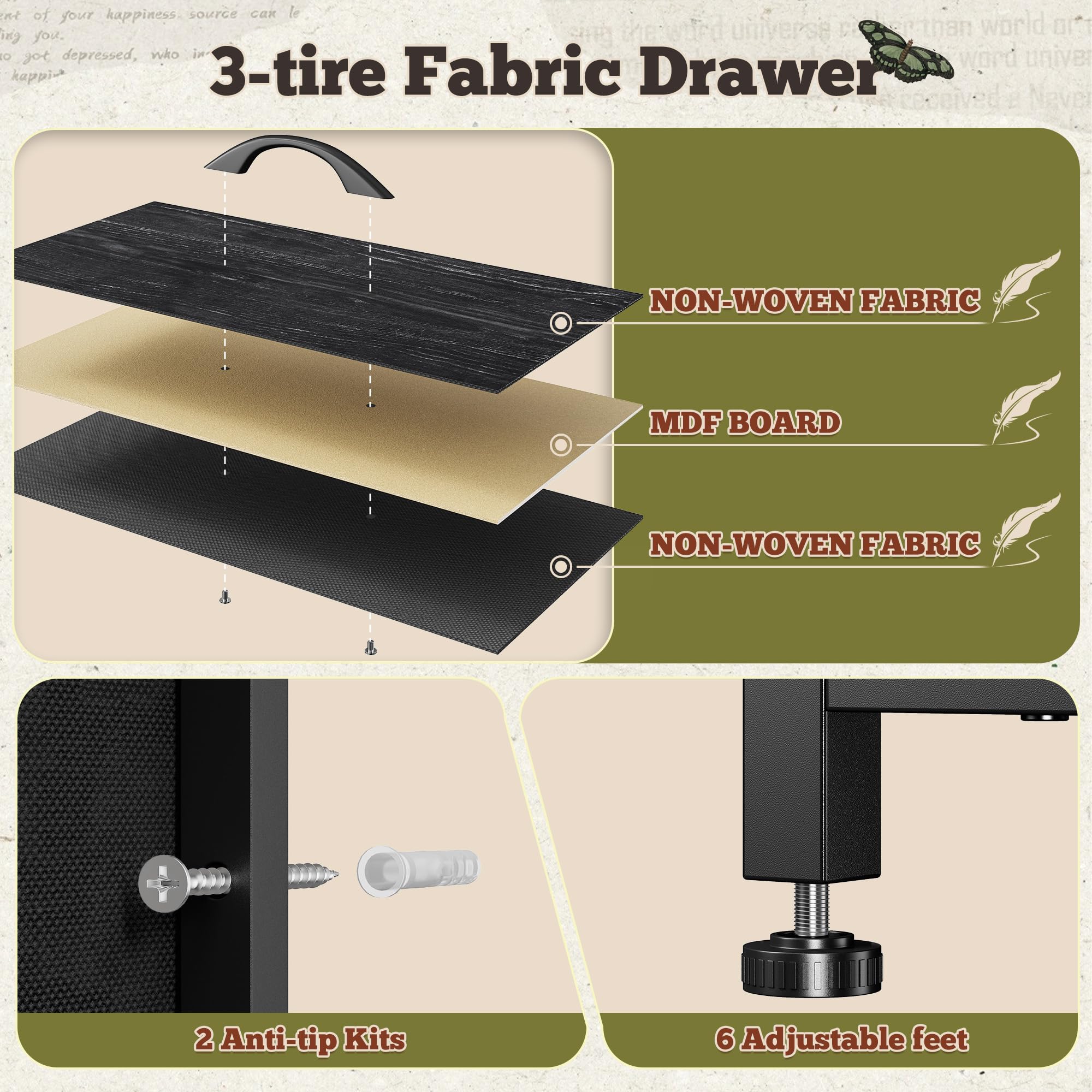 Romorgniz 55" W Dresser for Bedroom with 9 Drawers LED TV Stand with Power Outlets for 45, 55, 65 Inch TV Sturdy Long Chest of Drawers with Extra 2 Wooden Shelves Steel Frame Grain Black