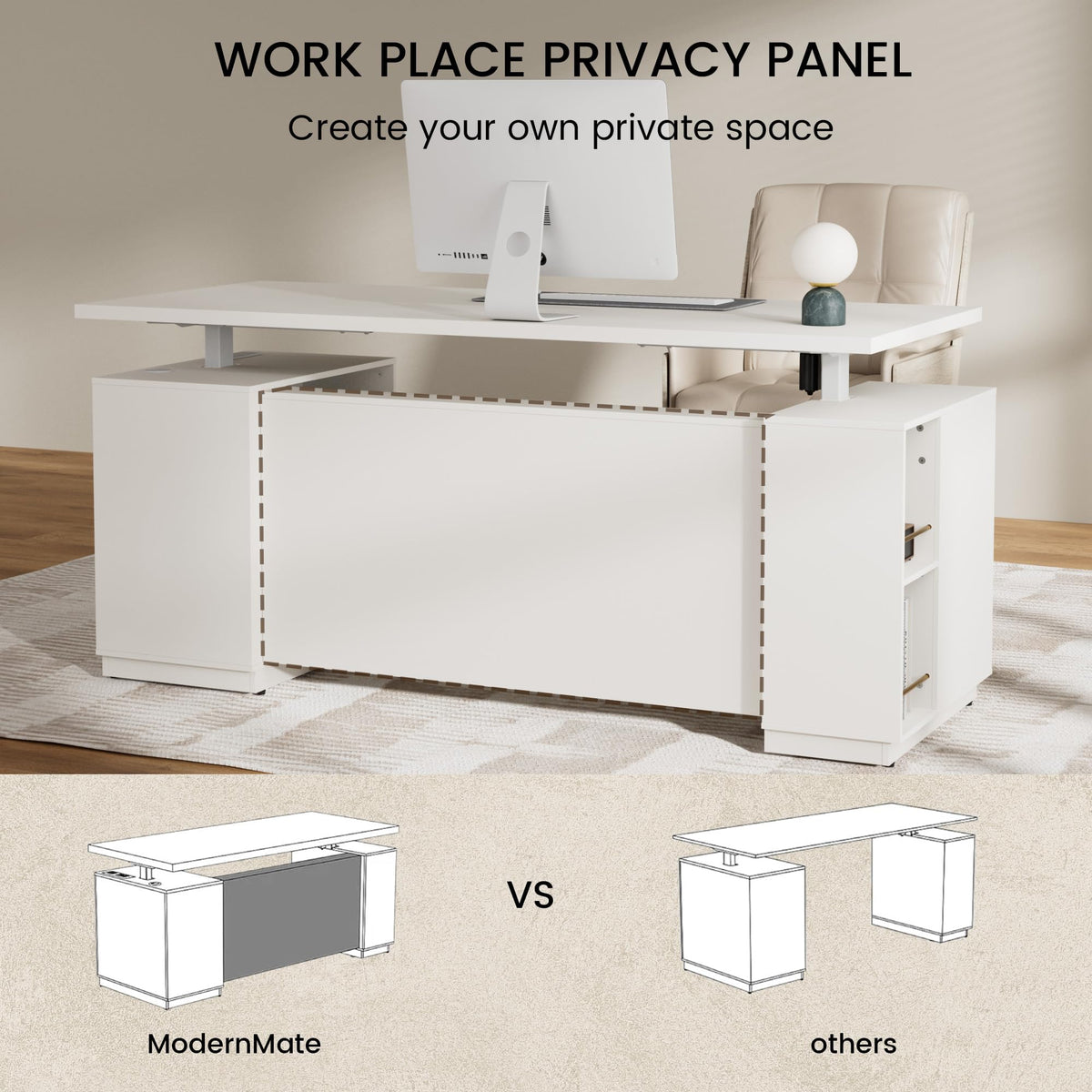 Rattan Standing Desk with Storage