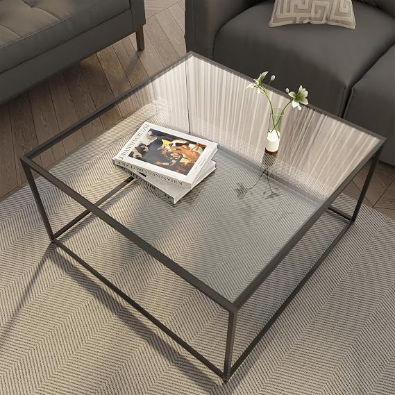 Square Gold Glass Coffee Table